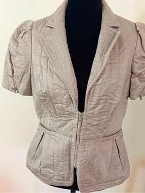 RACHEL Rachel Roy Quilted Short-Sleeve Utility Jacket in Taupe